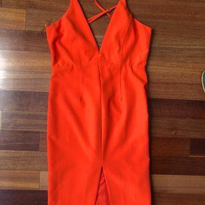 NWOT Orange L'ATISTE w/ plunge neck & front slit